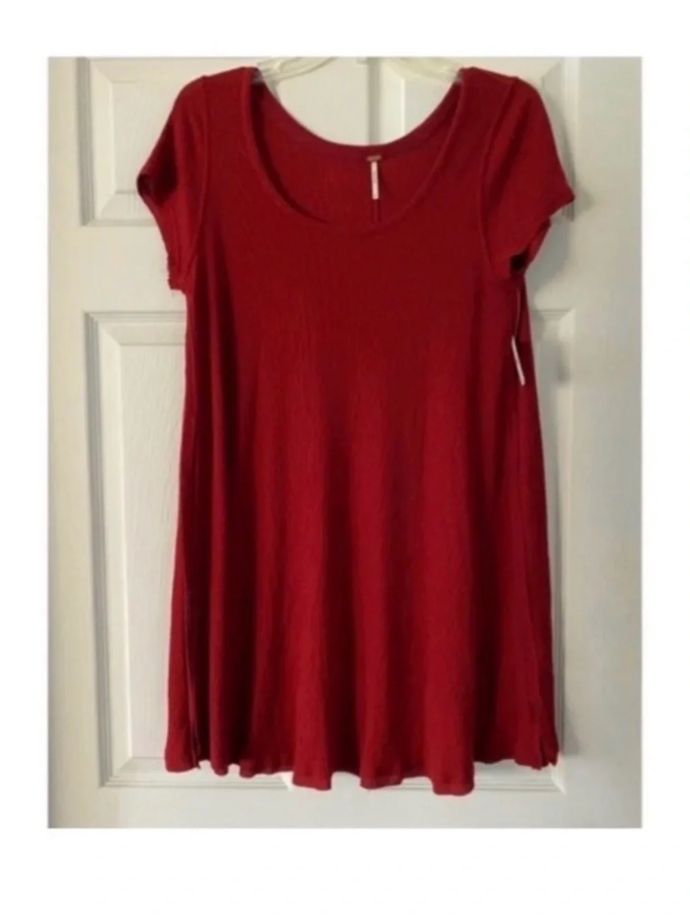FREE PEOPLE Burgundy Ribbed T Shirt Dress
